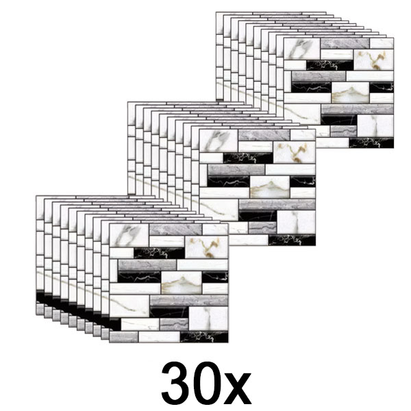 3x Adesivi murali 3D con aspetto di marmo (10 pezzi) | MARBLEBLOCKS