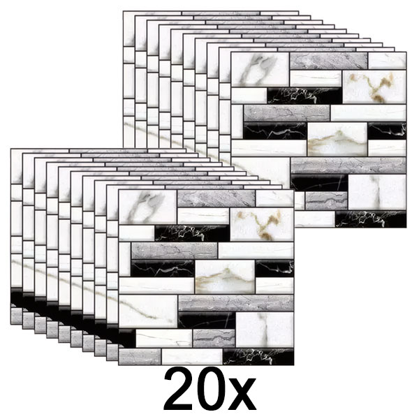 2x Adesivi murali 3D con aspetto di marmo (10 pezzi) | MARBLEBLOCKS