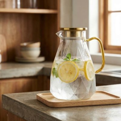 Caraffa in vetro con motivo a diamante | DIAPOUR