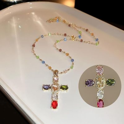 Collane con croce in strass colorati (2 pz/set) | GLIMCROSS
